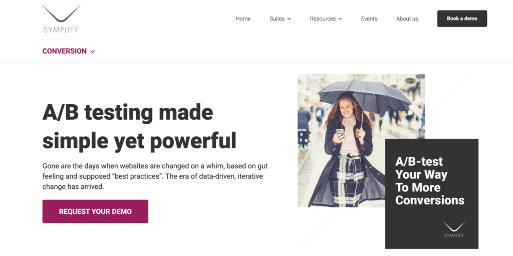 Homepage of the Symplify platform's website