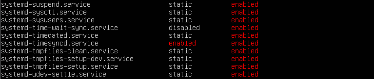 The systemctl command returning only enabled services