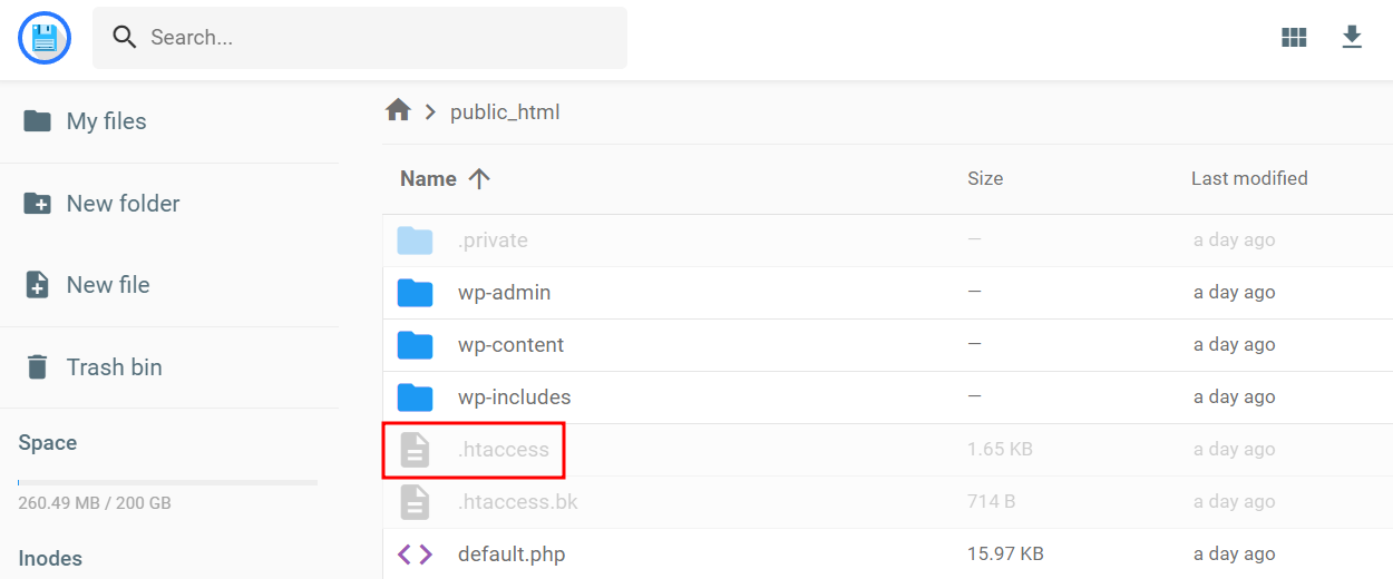 The .htaccess folder in public_html
