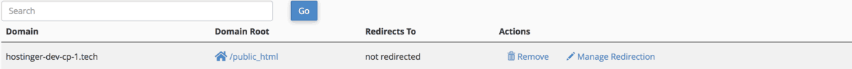 manage redirection for the parked domain