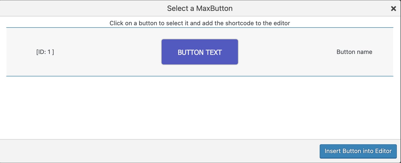 MaxButtons block's button insertion menu