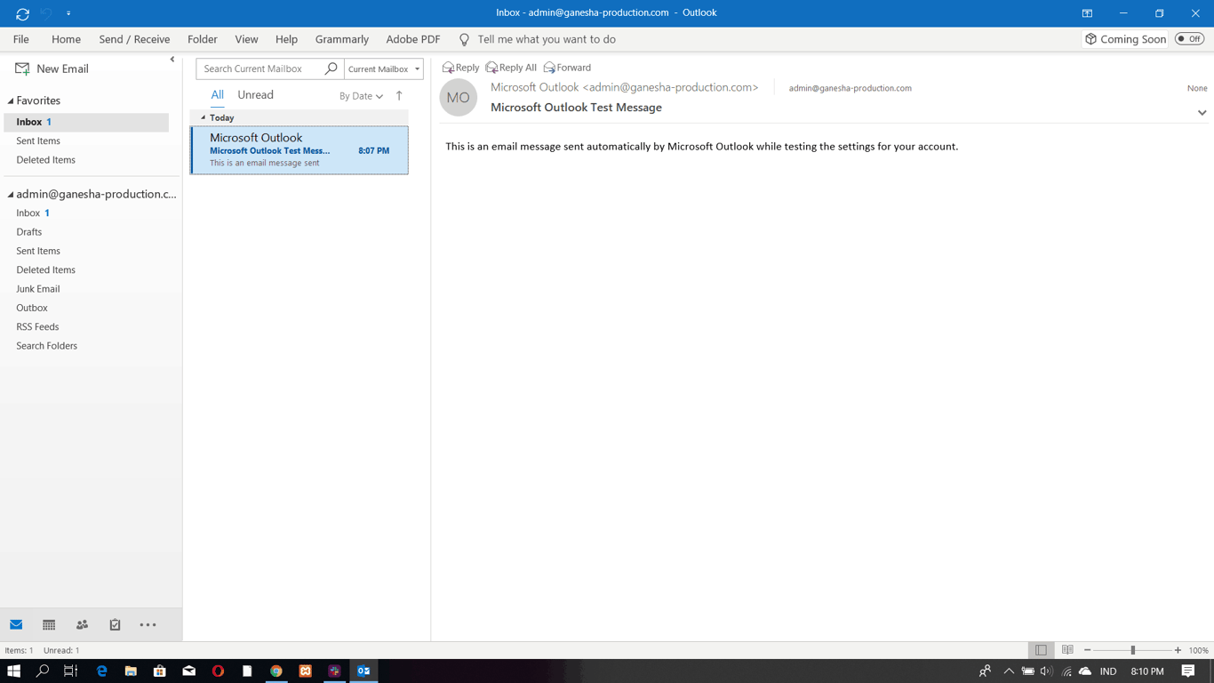 Interface de Microsoft Outlook 2016