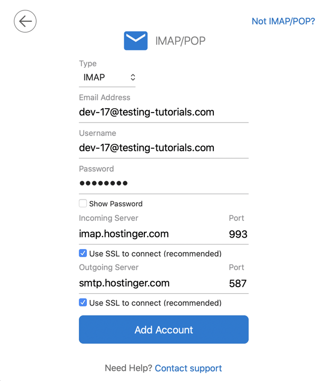  Configuration des serveurs IMAP et POP pour ajouter un courriel &agrave; Outlook.