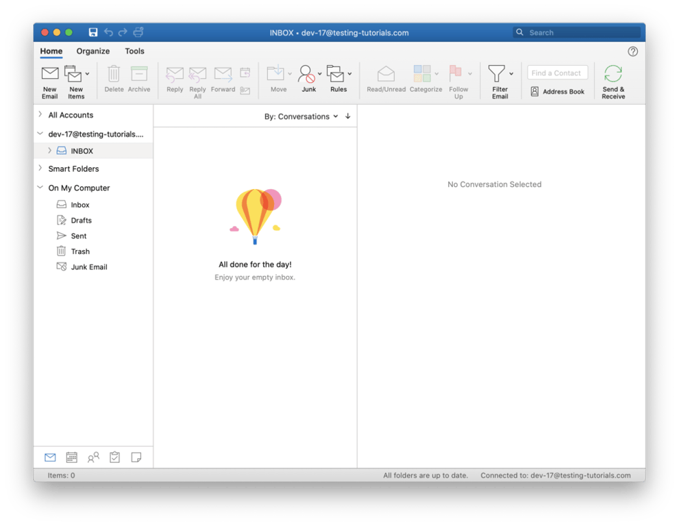 Interface Outlook 2019 pour voir le courrier sortant et le courrier entrant 