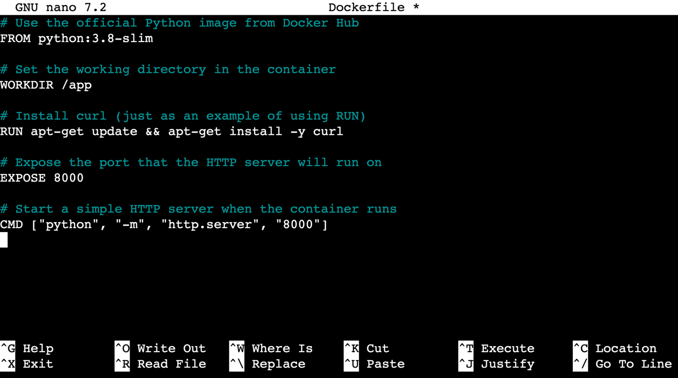 A sample Dockerfile content