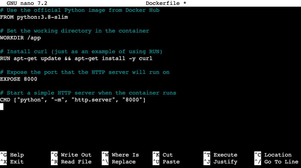 A sample Dockerfile content