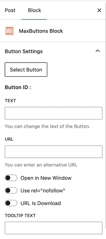 MaxButtons block configuration pane