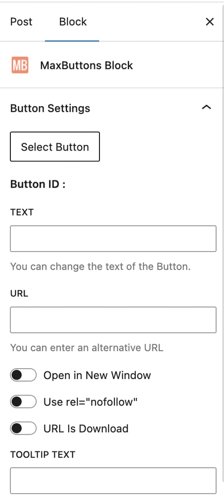 MaxButtons block configuration pane