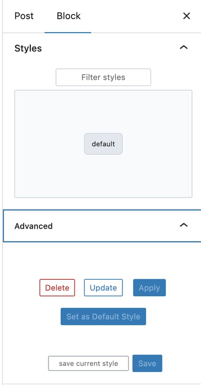 The configuration pane of Ultimate Blocks' Buttons block