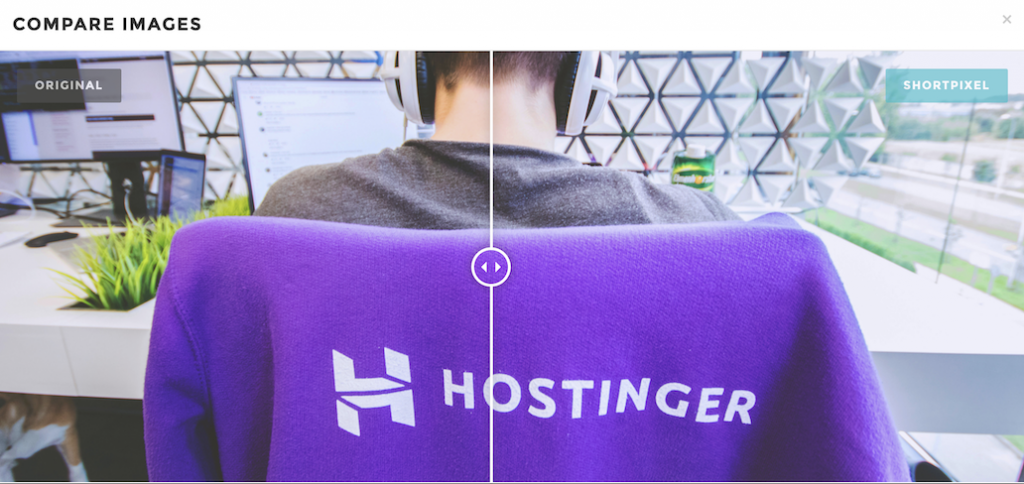 Before and after example of lossless image compression