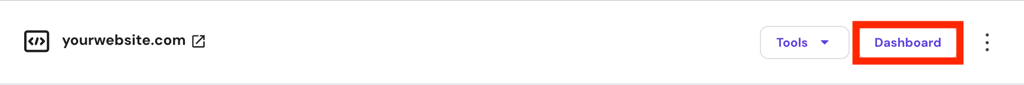 The Dashboard button on a website on hPanel