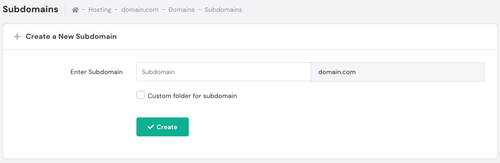 Create a subdomain on hPanel
