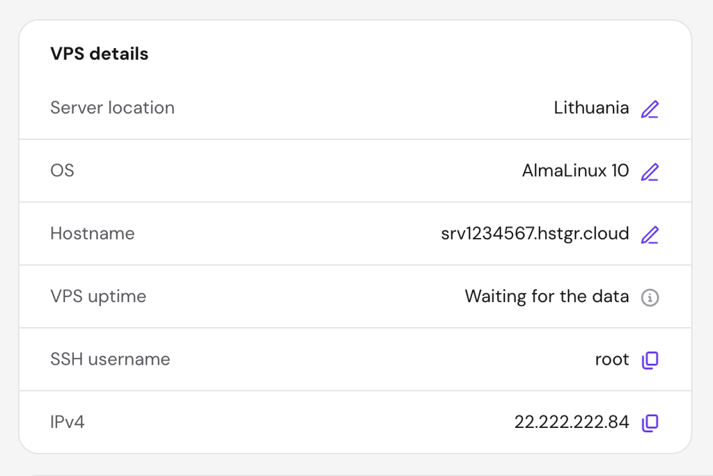 Hostinger VPS hPanel Panel access