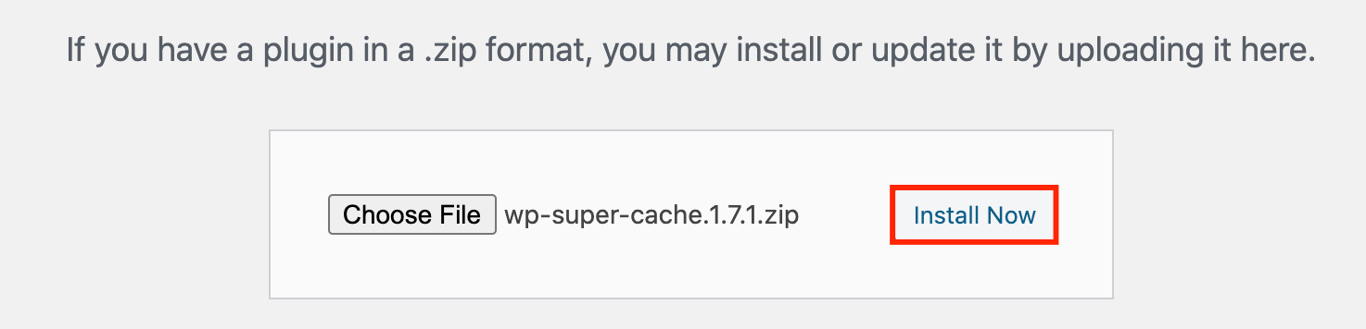 Screenshot demonstrating where "Install Now" button is located