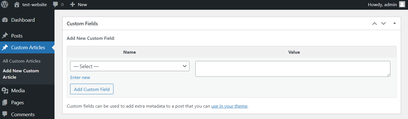 WordPress's default custom field
