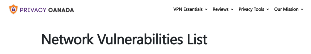 Privacy Canada network vulnerabilities list