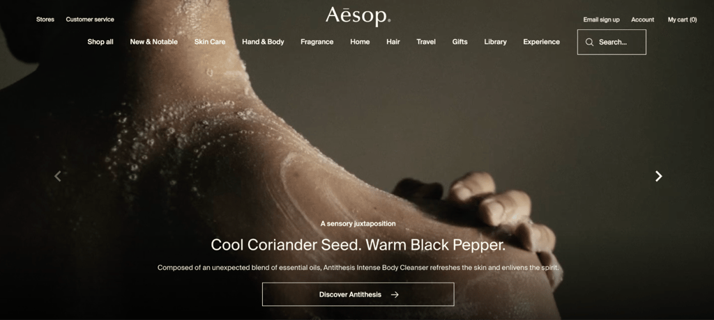 Aesop homepage