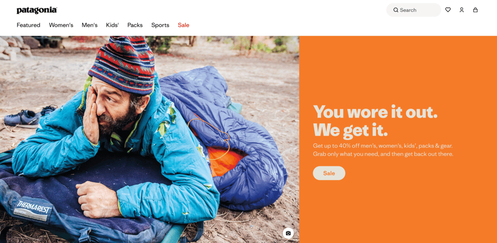 Patagonia homepage