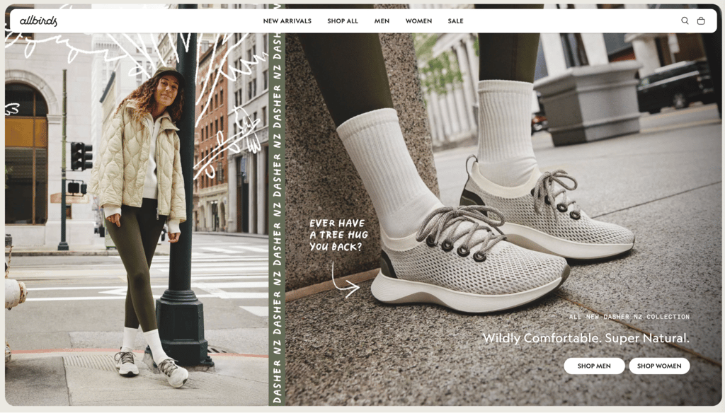 Allbirds homepage