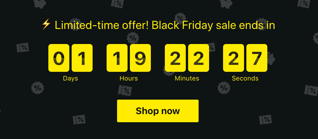 exemplo de contagem regressiva em promo&ccedil;&atilde;o da Black Friday