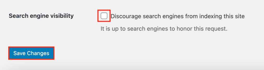 An option to disable search engine indexing in the WordPress dashboard