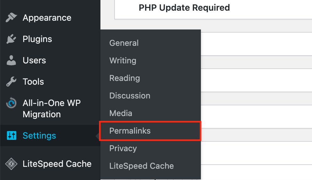 WP permalinks settings
