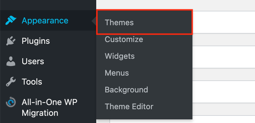 wp themes settings