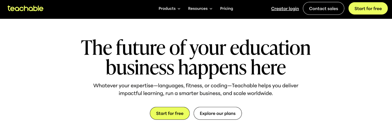Teachable home page