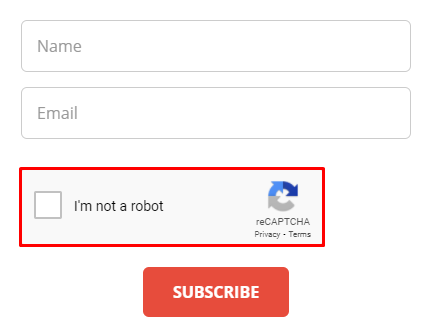 Checkbox reCAPTCHA test example.