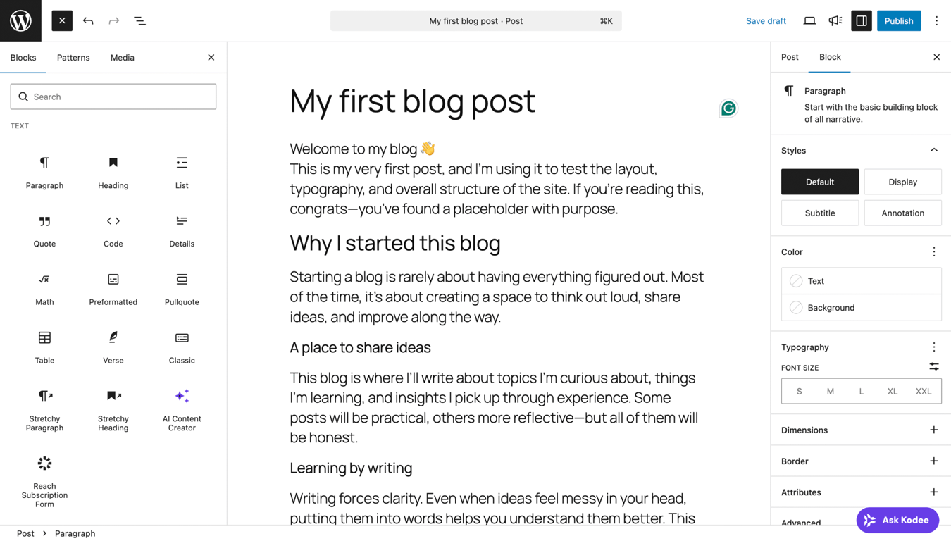 WordPress blocks library