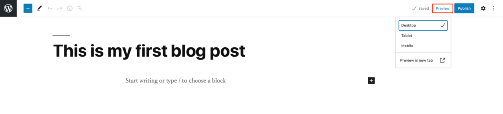 The Preview options on WordPress Gutenberg editor