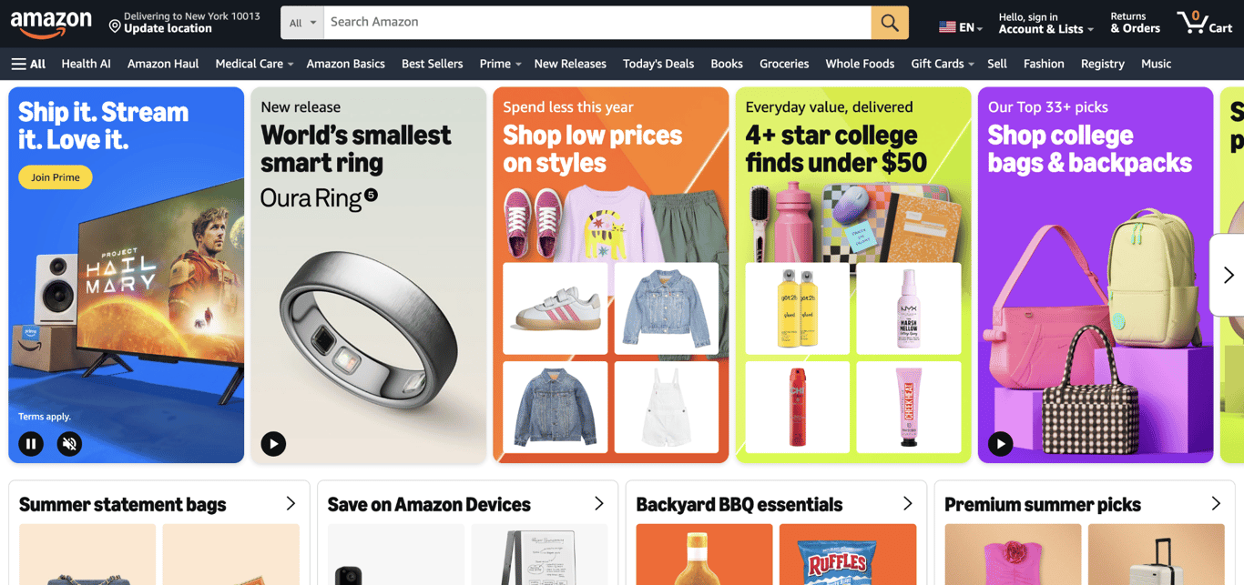 Amazon US home page