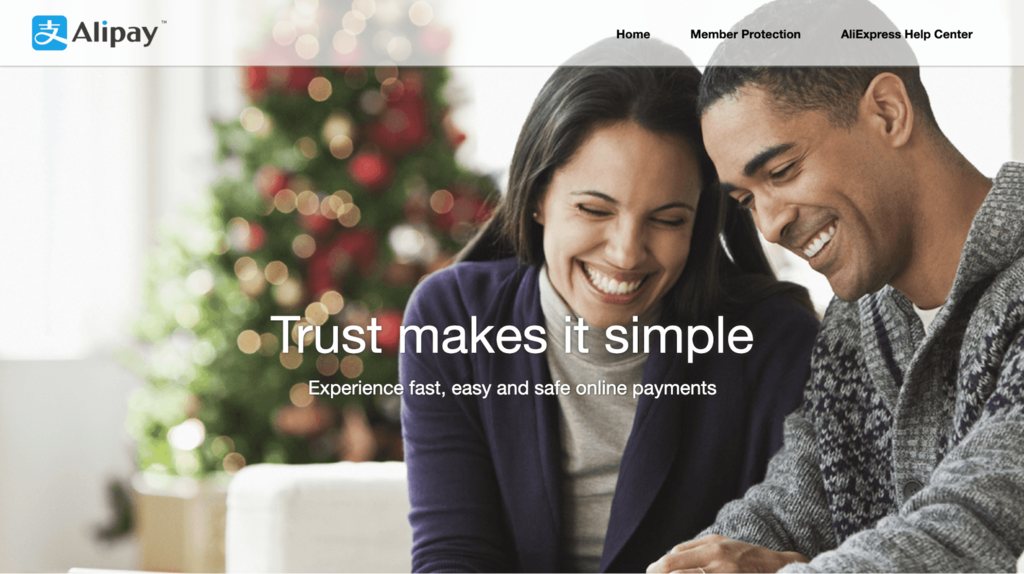 Alipay website landing page