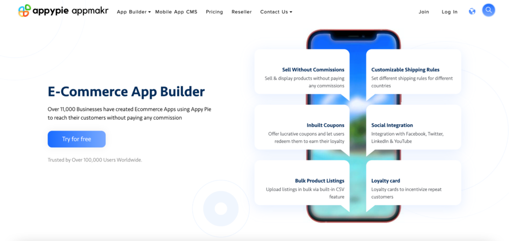 AppyPie website landing page