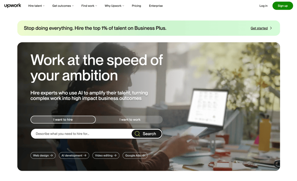 Upwork homepage