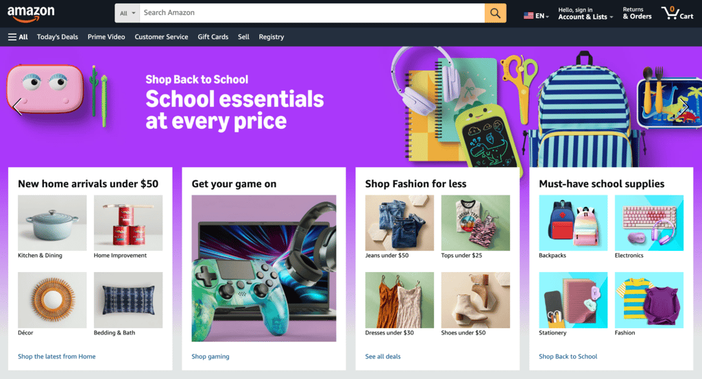 Amazon homepage