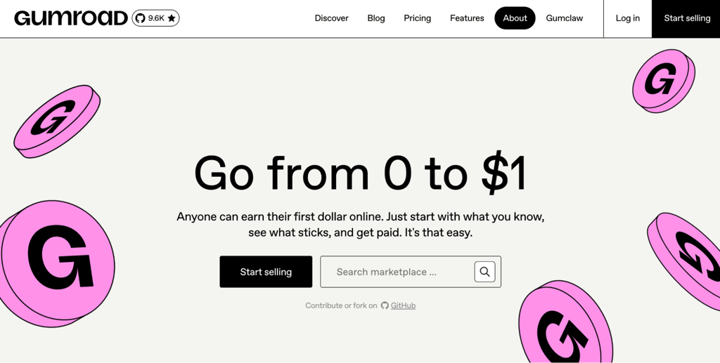 Gumroad homepage