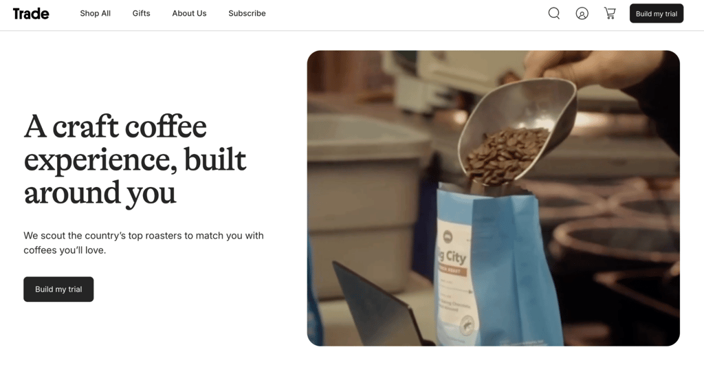 Trade Coffee homepage