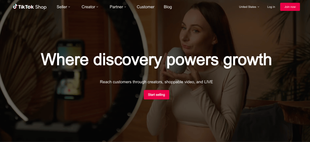 TikTok shop homepage