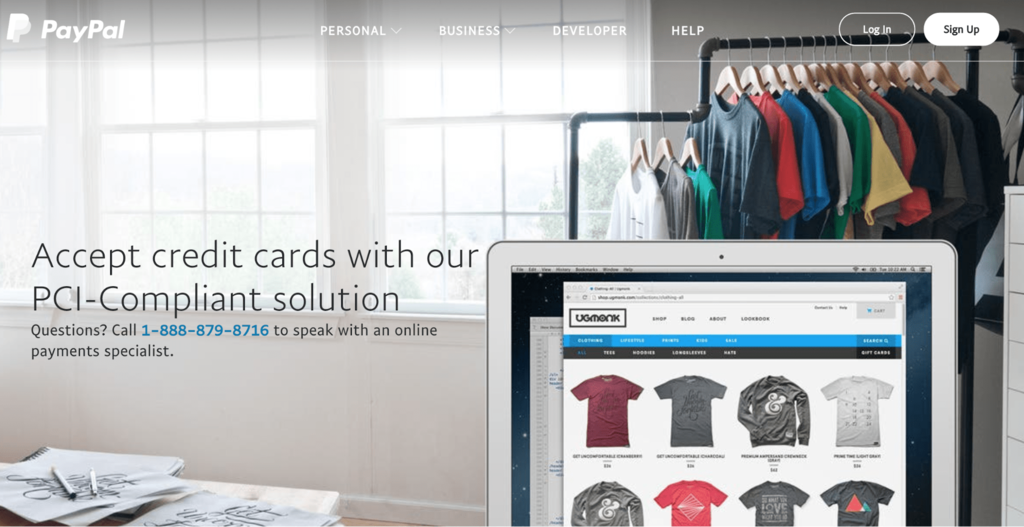 PayPal website landing page