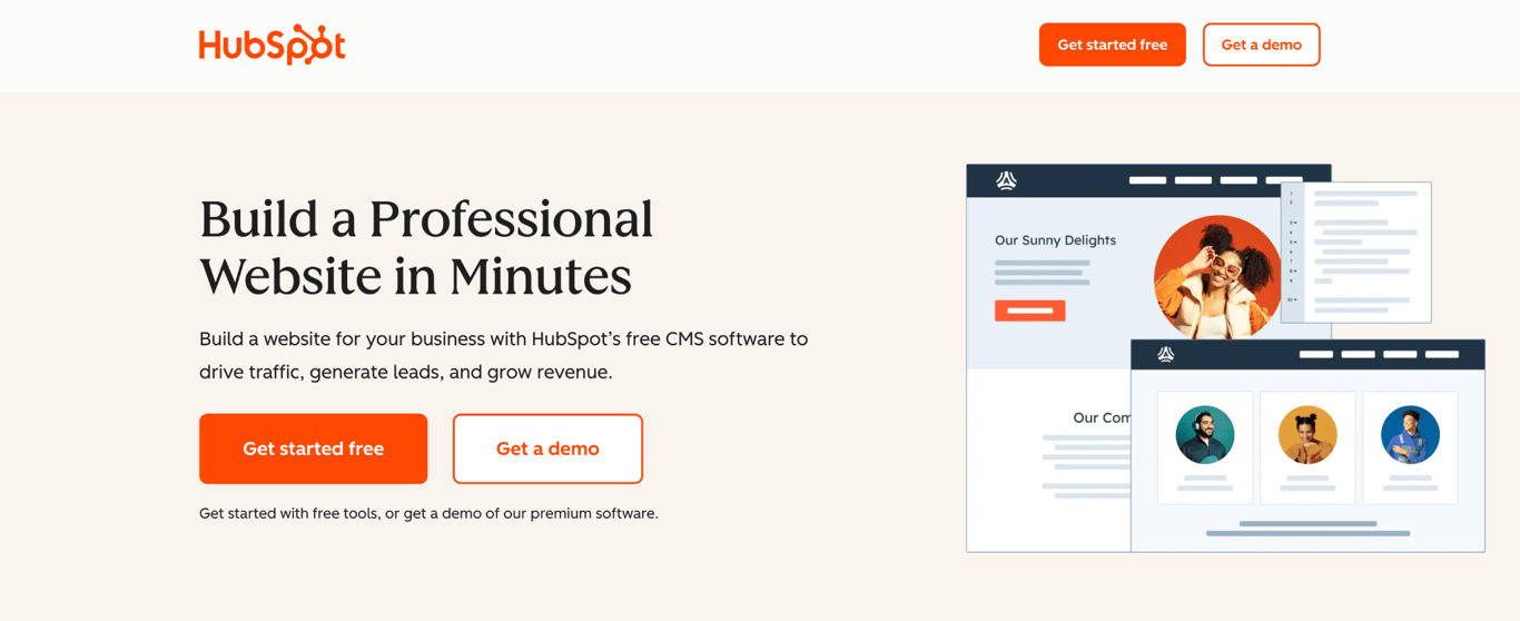 HubSpot Website Builder landing page