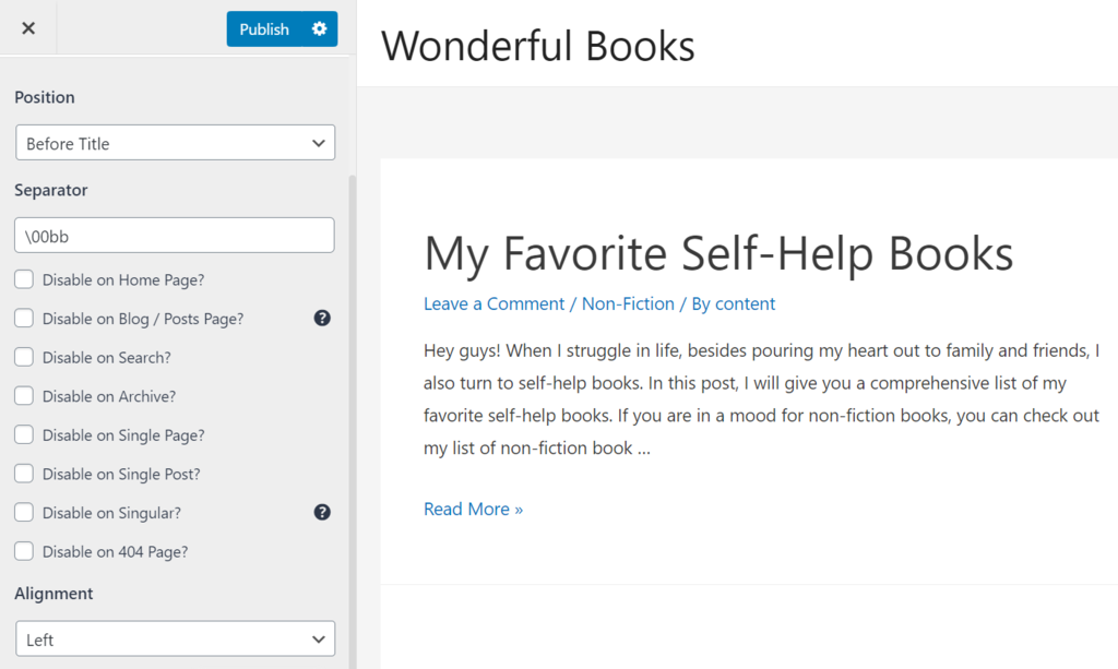 Styling options for breadcrumbs