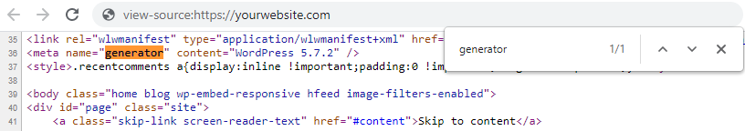 Web browser screenshot showing where to find the generator line