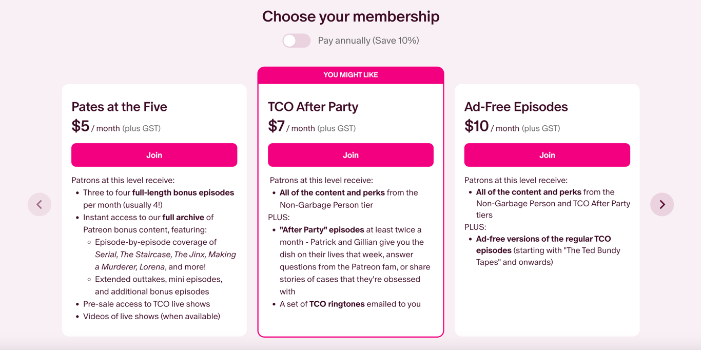 True crime obsessed patreon page
