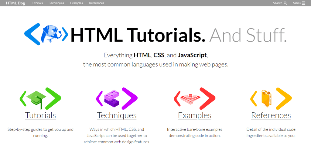 HTML Dog website homepage