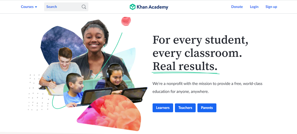 Khan Academy website homepage
