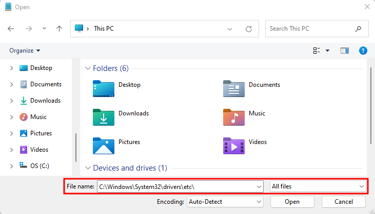 This PC File name Windows System 32 drivers etc