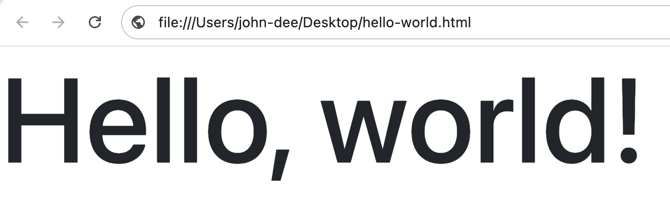 Browser output of the "Hello, world!" Bootstrap template.