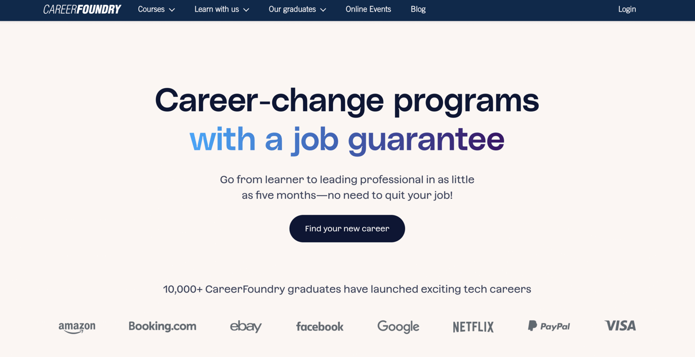 CareerFoundry website homepage