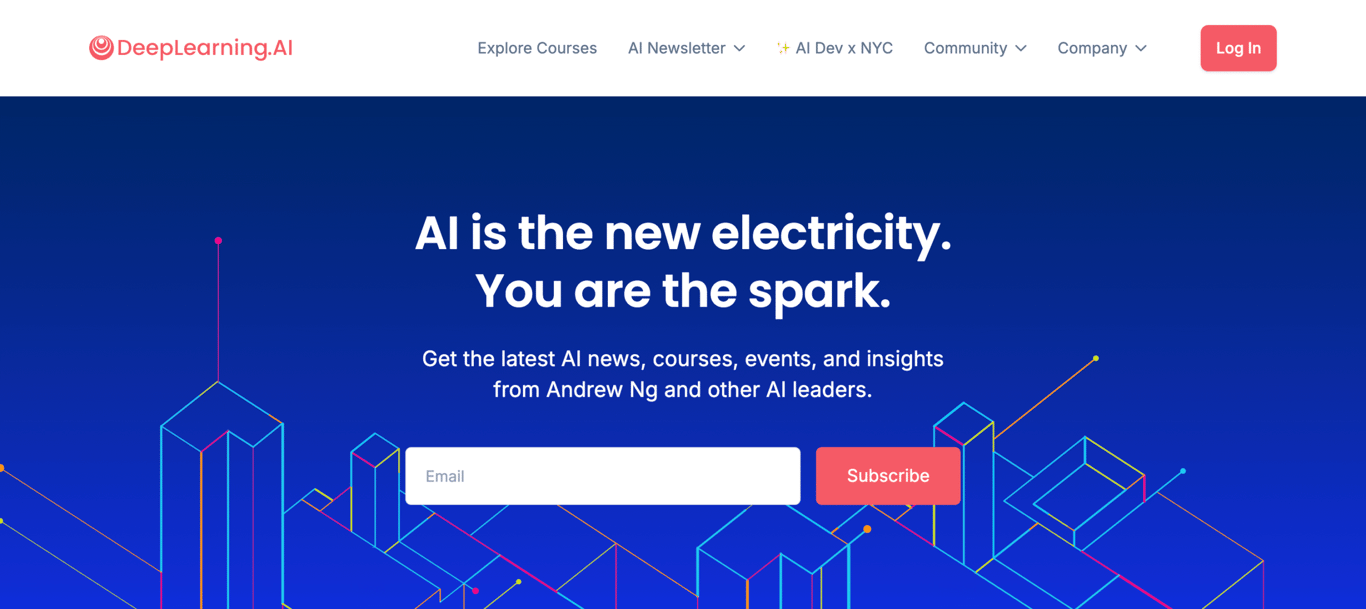 DeepLearning.AI website homepage
